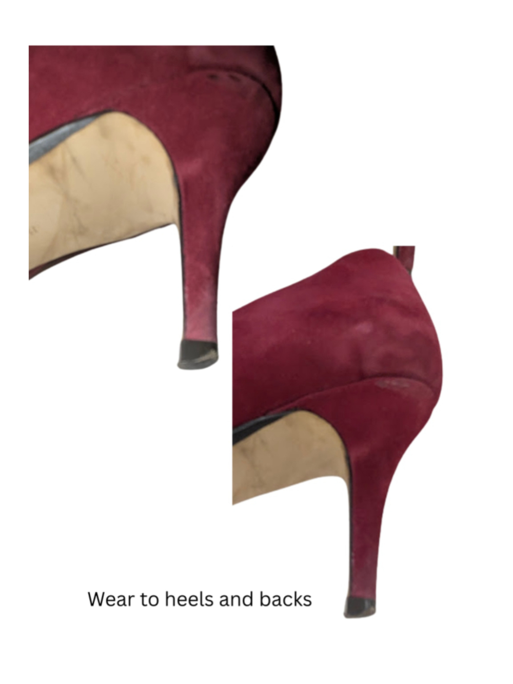 Banana Republic Suede Pumps 8 Burgundy Pointed Toe Stiletto Heels Office Siren - Picture 6 of 12